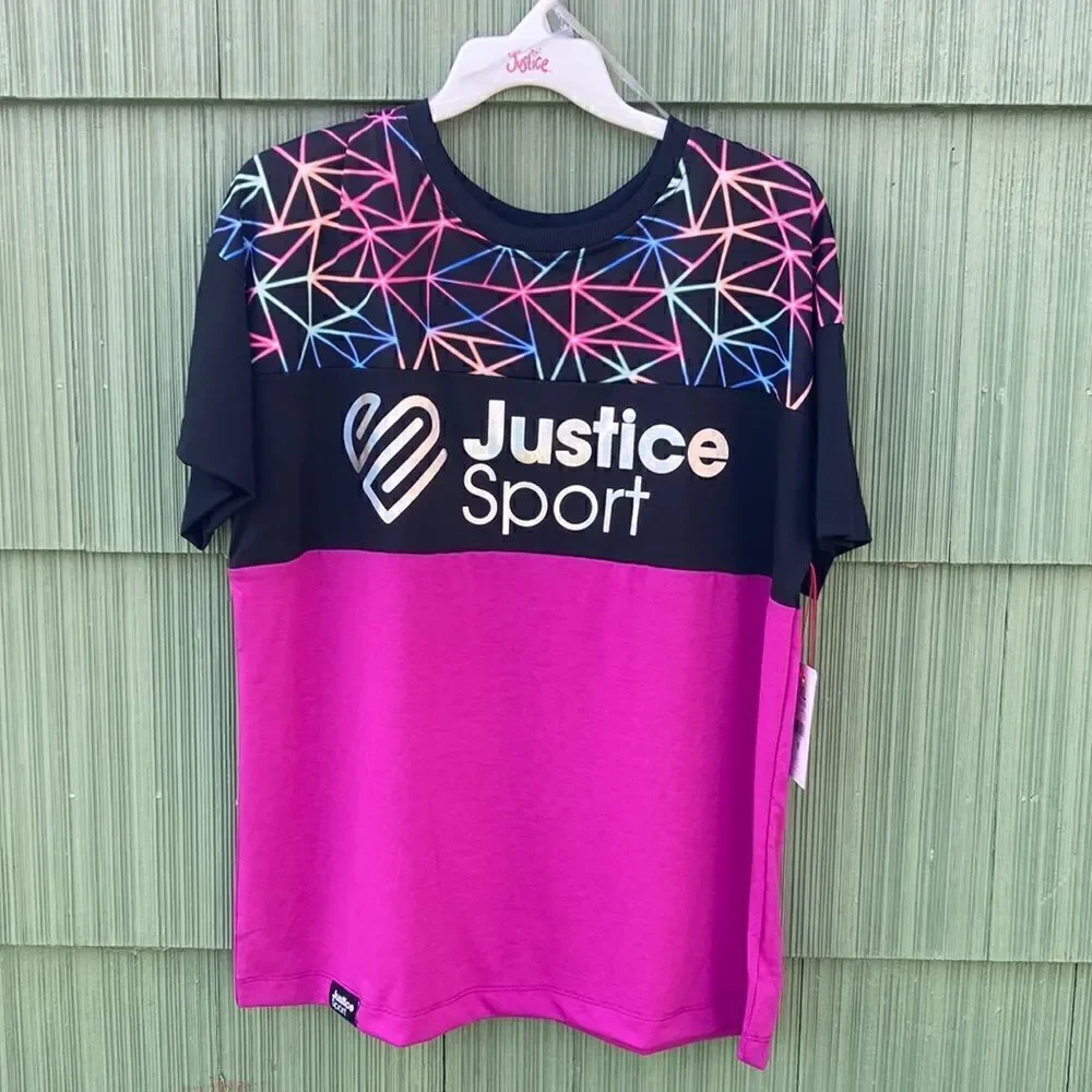 JUSTICE Girls J-Sport Blocked T-Shirts 2-Pack Size XL (16/18)